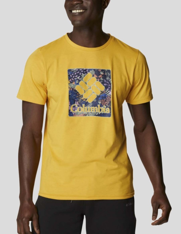 Camiseta COLUMBIA m sun trek short sleeve graphic tee bright gold cam
