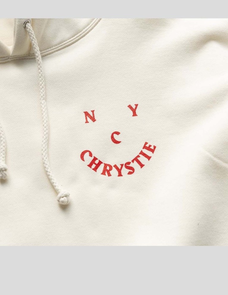 Sudadera CHRYSTIE NYC smile logo hoodie bone