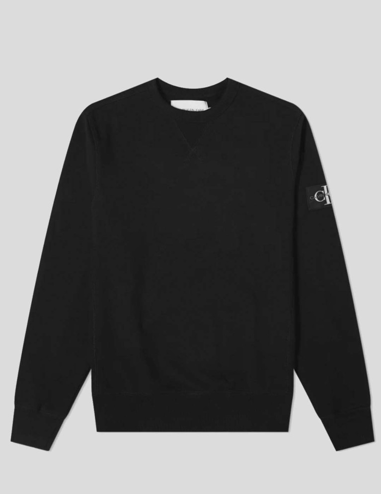Sudadera CALVIN KLEIN monogram sleeve badge crew black