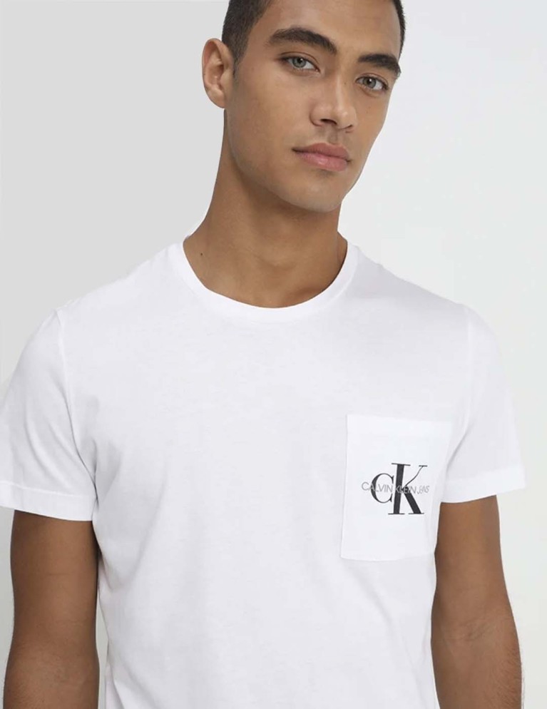 Camiseta CALVIN KLEIN monogram pocket tee white