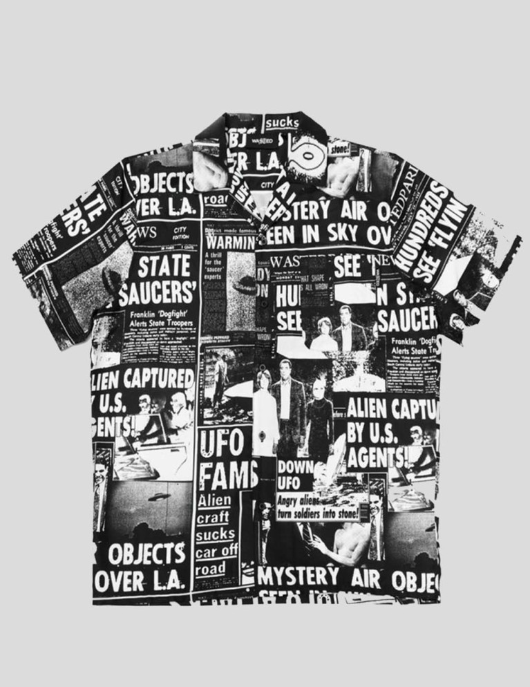Camisa WASTED PARIS roswell allover shirt black white