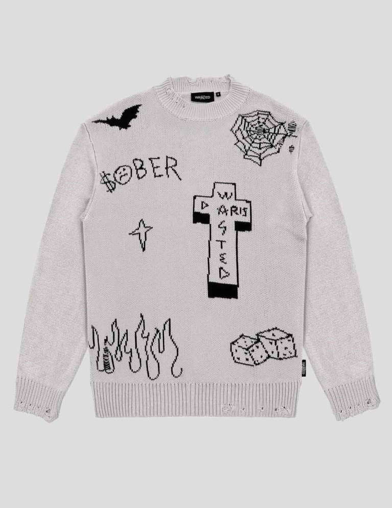Sudadera WASTED PARIS destroy locals sweater fog white
