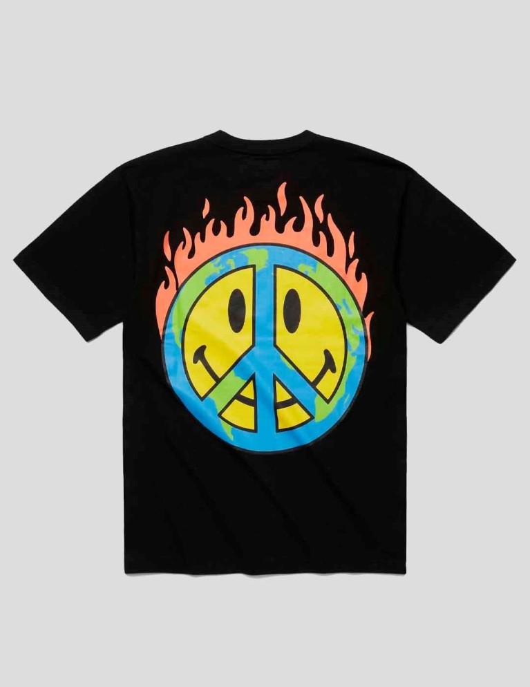 Camiseta MARKET x smiley earth on fire tee black