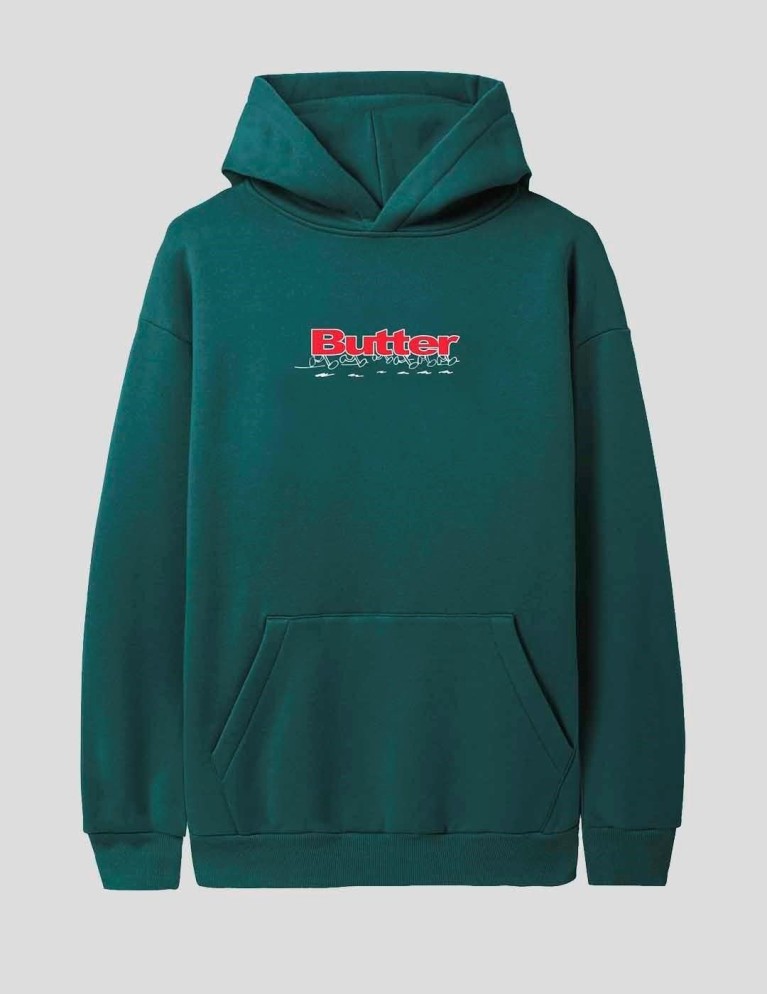 Sudadera BUTTER GOODS running logo pullover hood pine green