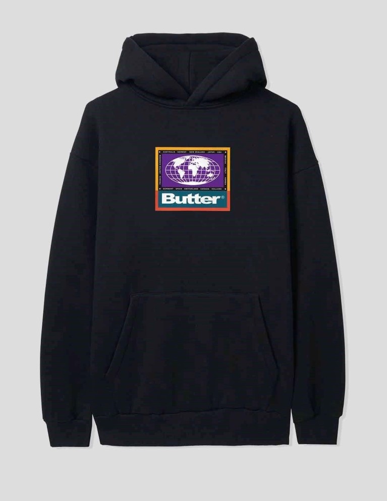 Sudadera BUTTER GOODS trek logo pullover hood black
