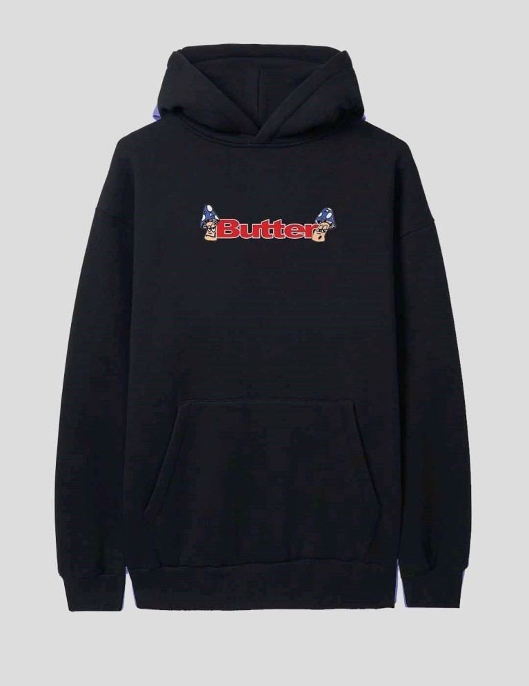 Sudadera BUTTER GOODS shrooms logo pullover hood black