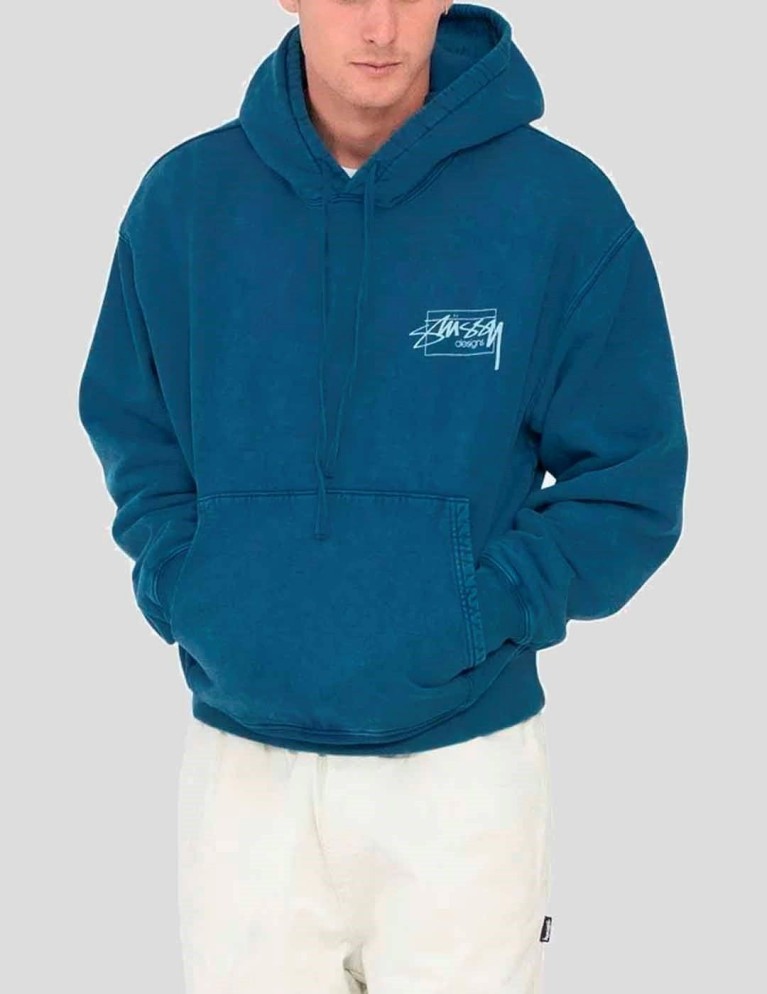 Sudadera STUSSY dyed stussy designs hood blue