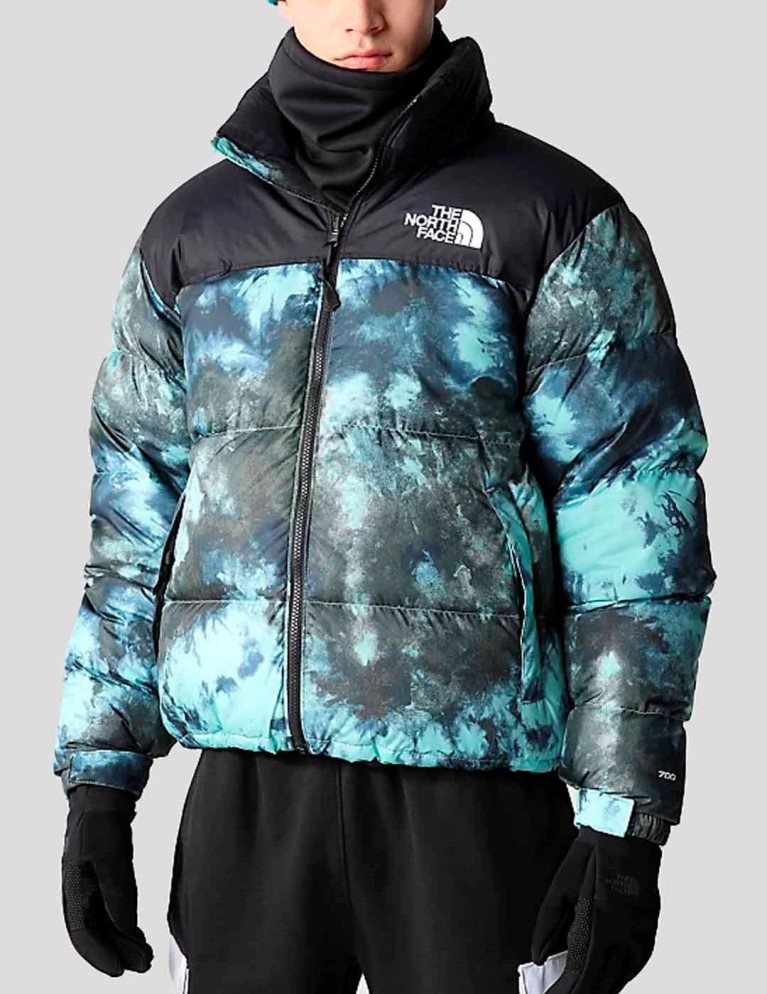 Cazadora THE NORTH FACE 1996 retro nuptse printed jacket wasabi ice dye print