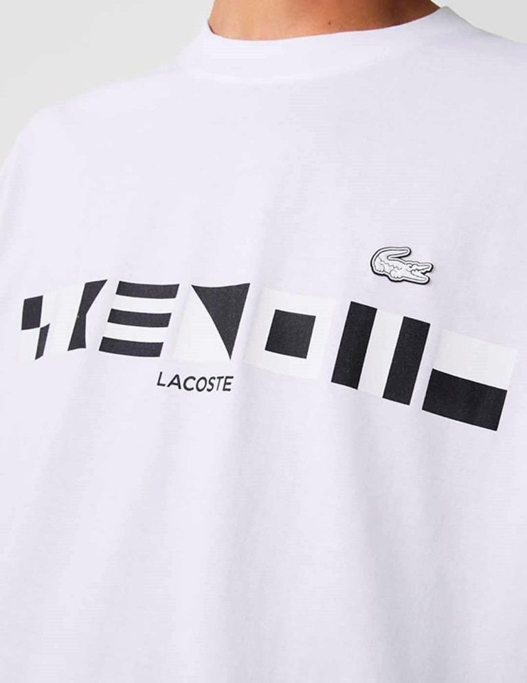 Camiseta LACOSTE  printed relaxed fit tee blanc