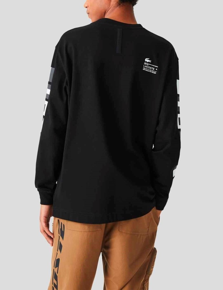 Camiseta LACOSTE ls printed loose fit tee noir