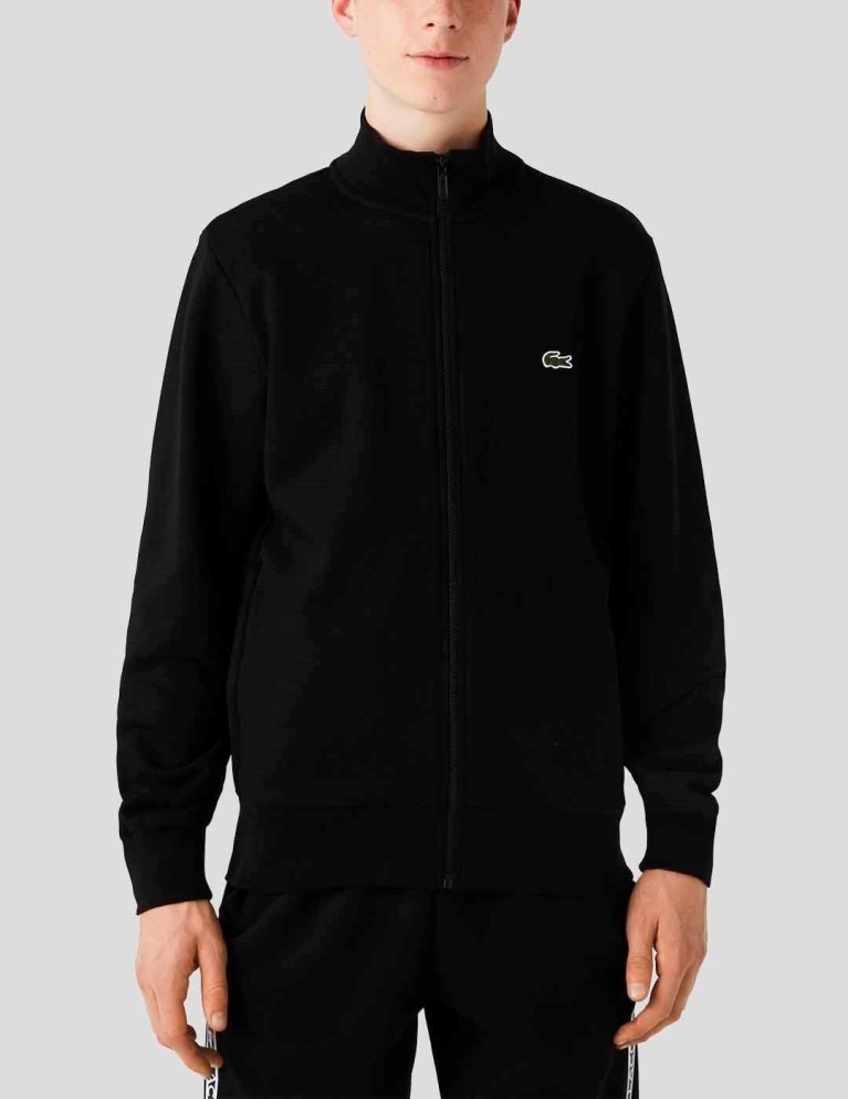 Sudadera LACOSTE sudadera con cremallera regular fit noir