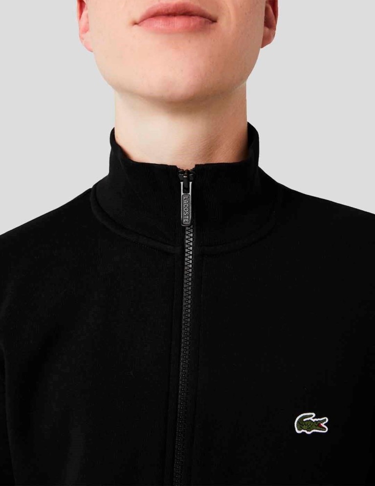 Sudadera LACOSTE sudadera con cremallera regular fit noir