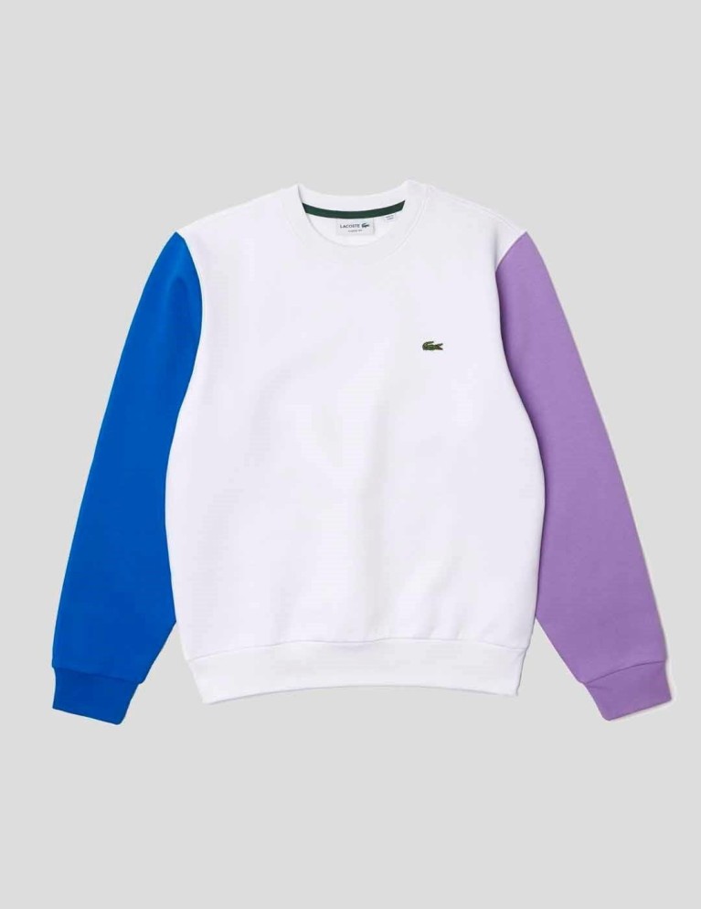 Sudadera LACOSTE sudadera tricolor cuello redondo  blanc/marina/neva