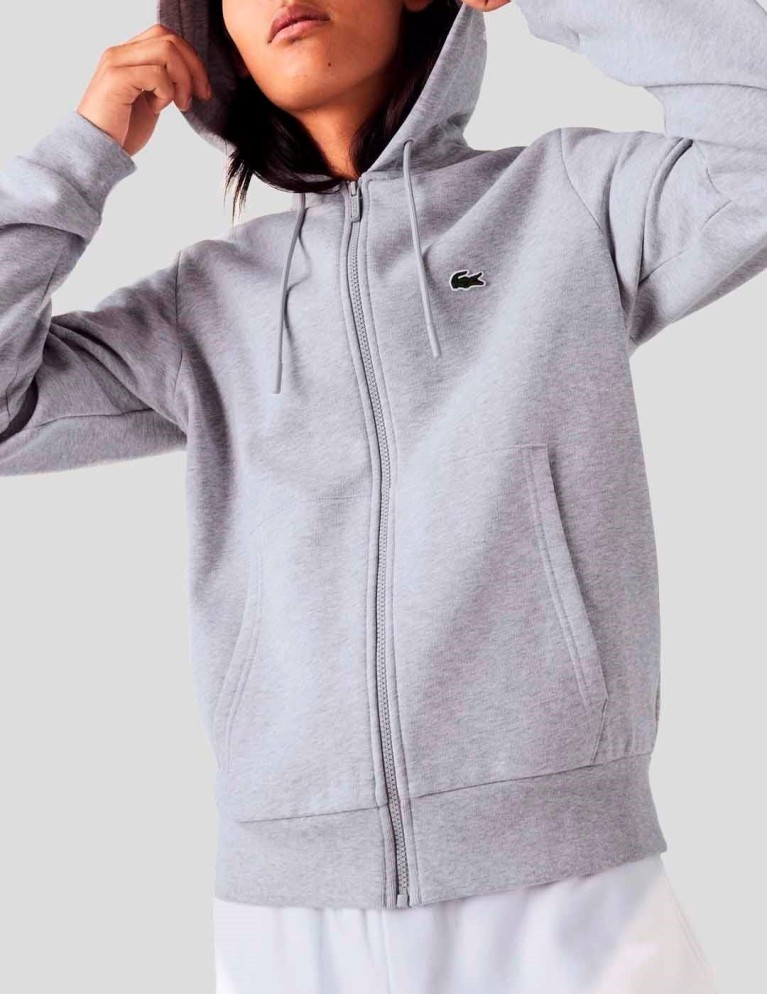 Sudadera LACOSTE sudadera full zip con capucha argent chine