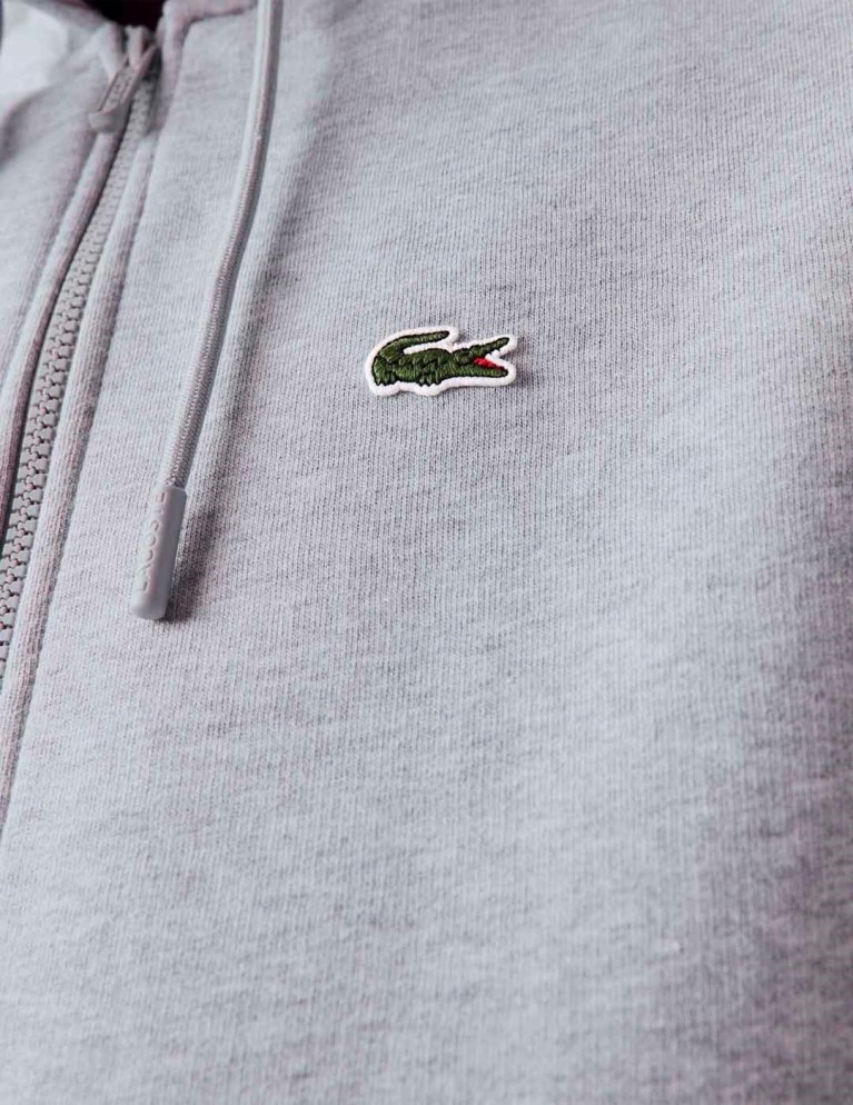 Sudadera LACOSTE sudadera full zip con capucha argent chine