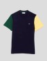 LA SOSTEGNO T-shirt colore blocco regolare fit tee marine / vert / jaune