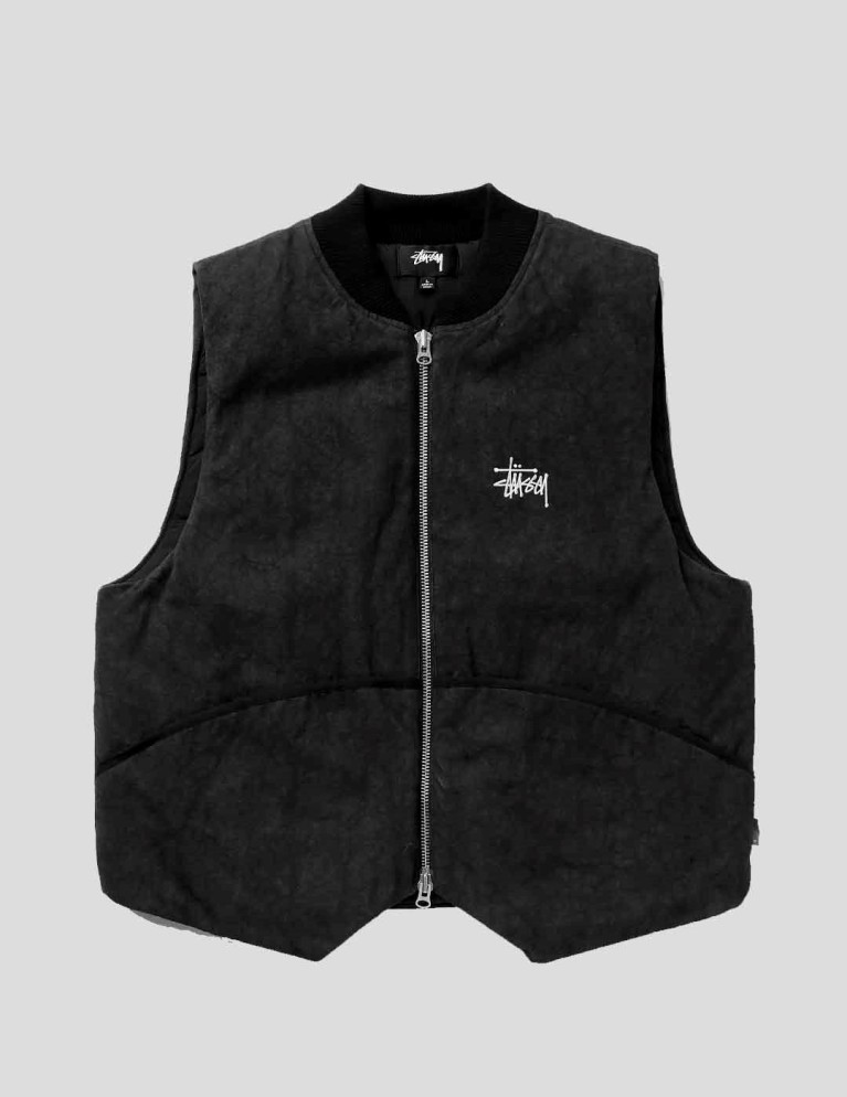 Chaqueta STUSSY washed canvas primaloft vest black