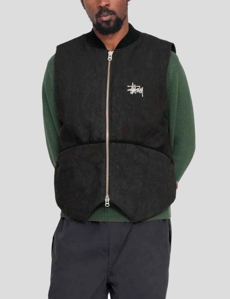 Chaqueta STUSSY washed canvas primaloft vest black