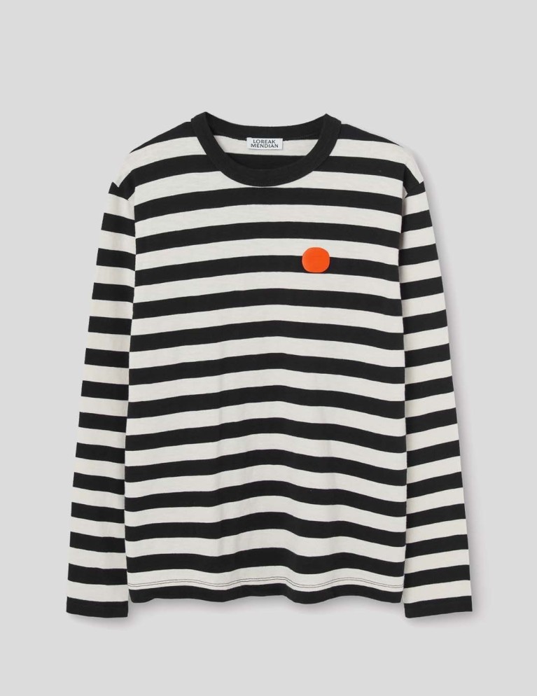 Camiseta LOREAK MENDIAN striped dot ls tee black