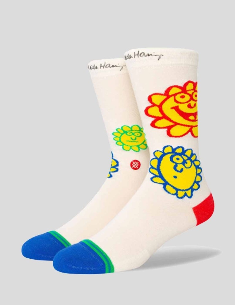 Calcetines STANCE x keith haring happy fields socks off white