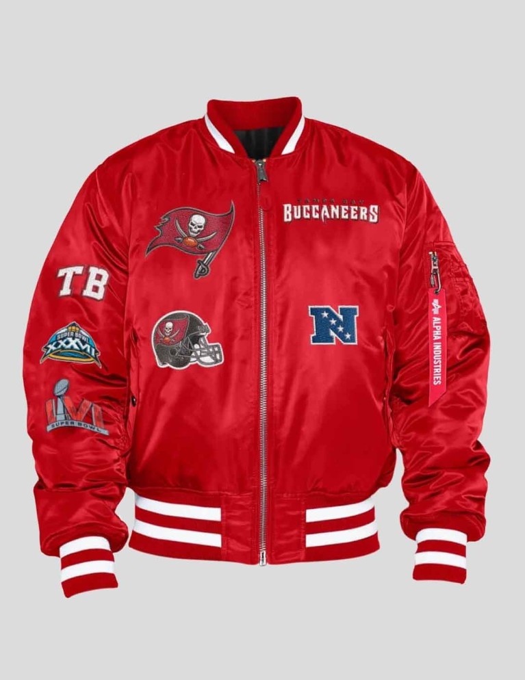 Chaqueta NEW ERA x alpha industries tampa bay bucaneers varsity jacket red/white