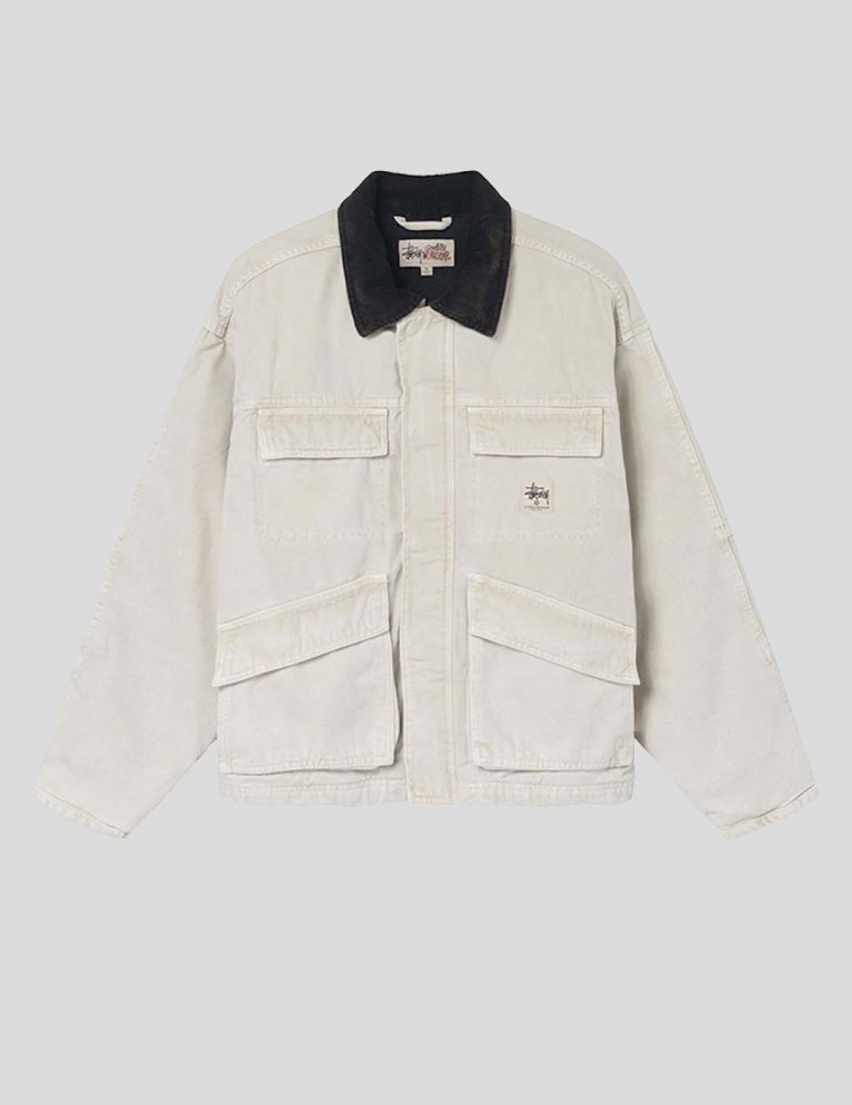 Chaqueta STUSSY washed canvas shop jacket bone