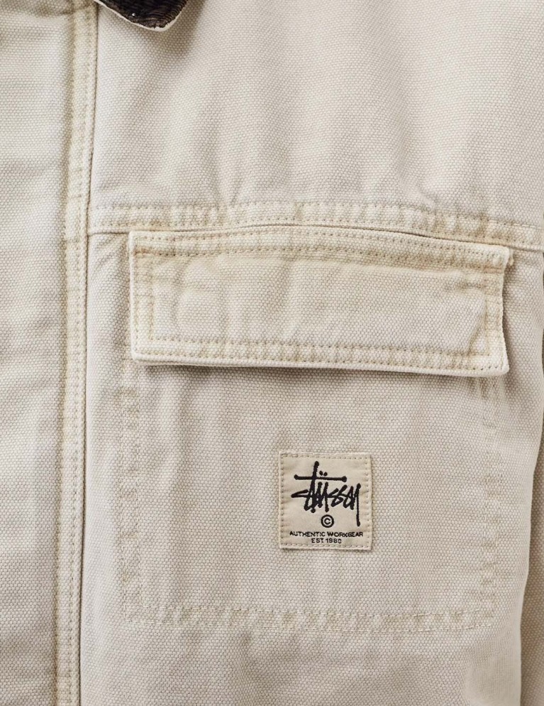 Chaqueta STUSSY washed canvas shop jacket bone