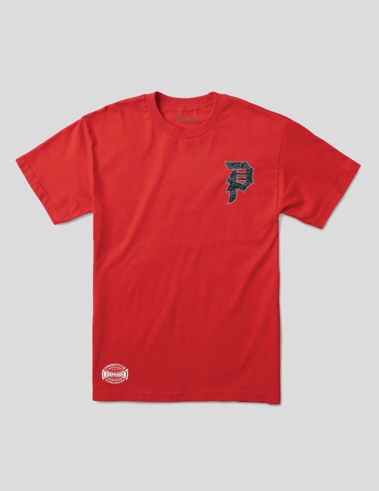 Camiseta PRIMITIVE x independent stickers dirty p tee red