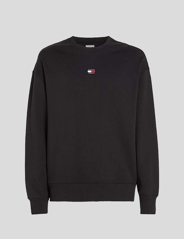 Sudadera TOMMY JEANS relaxed small badge crew black