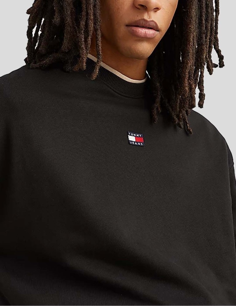Sudadera TOMMY JEANS relaxed small badge crew black
