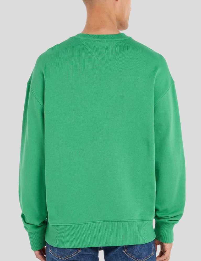 Sudadera TOMMY JEANS relaxed small badge crew green