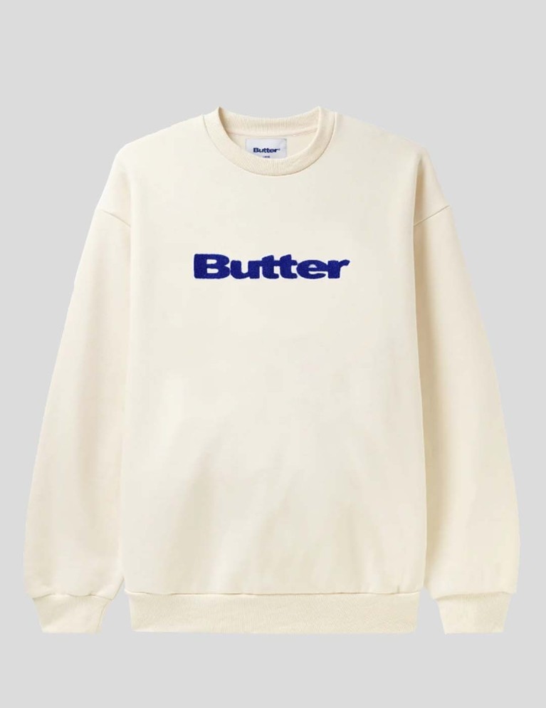 Sudadera BUTTER GOODS chenille applique logo crew bone