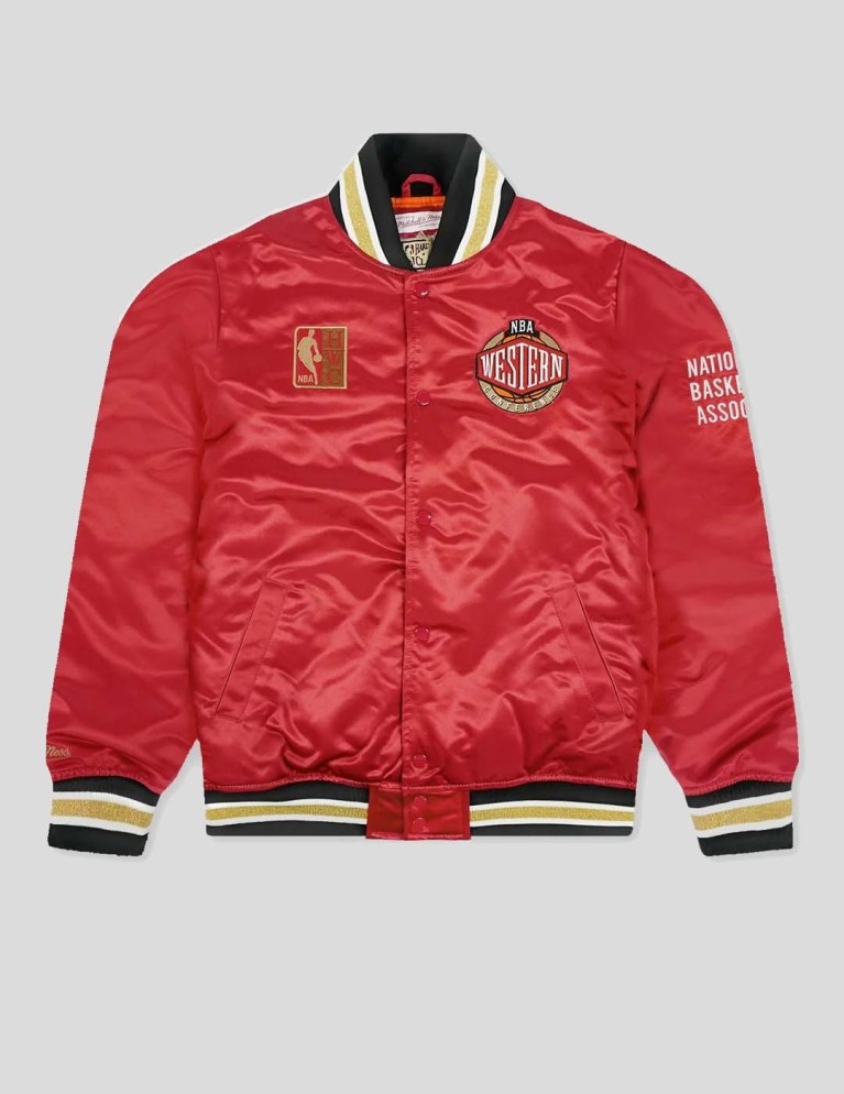 Chaqueta MITCHELL & NESS west all star heavyweight satin jacket scarlet