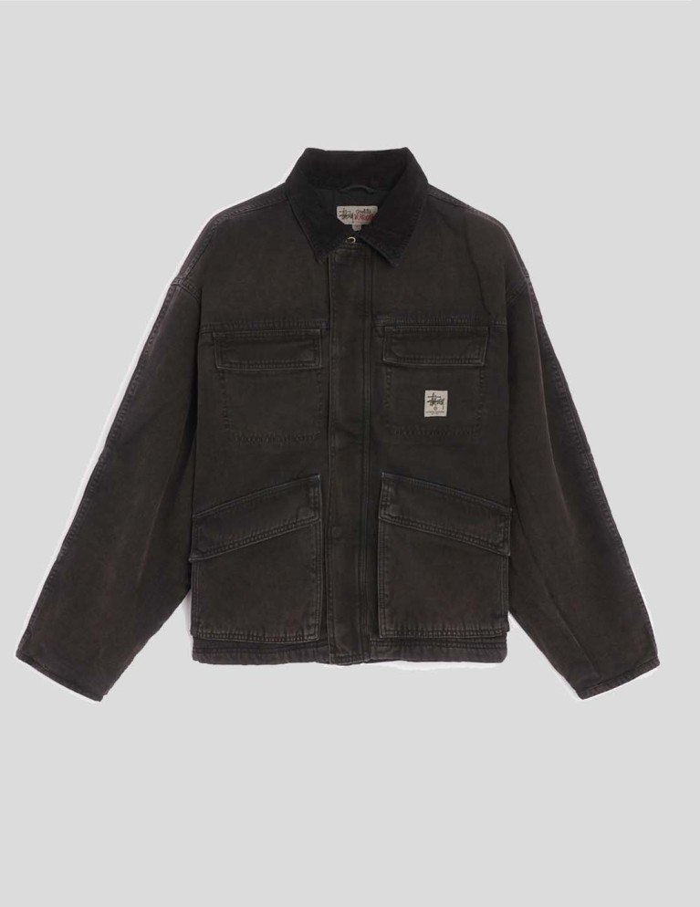 Chaqueta STUSSY washed canvas shop jacket black