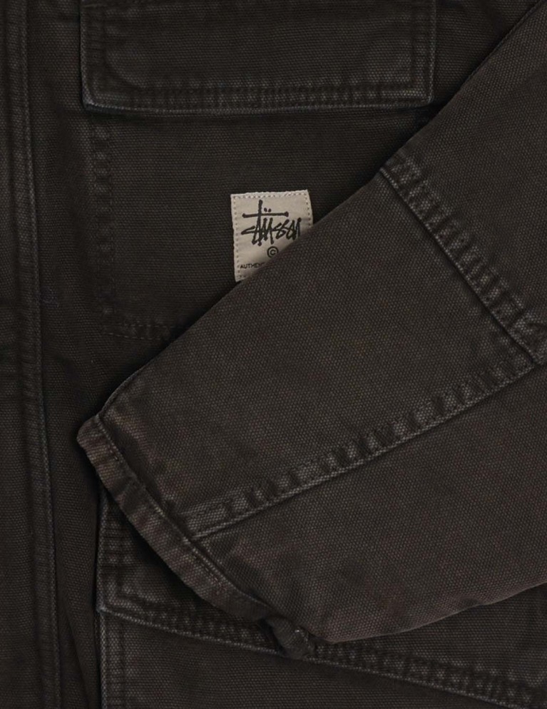 Chaqueta STUSSY washed canvas shop jacket black