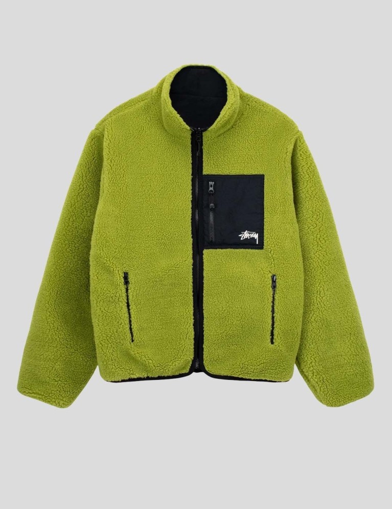 Chaqueta STUSSY sherpa reversible jacket moss green