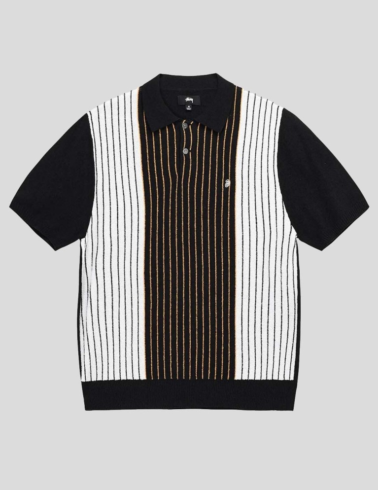 Sudadera STUSSY textured ss polo sweater black stripe