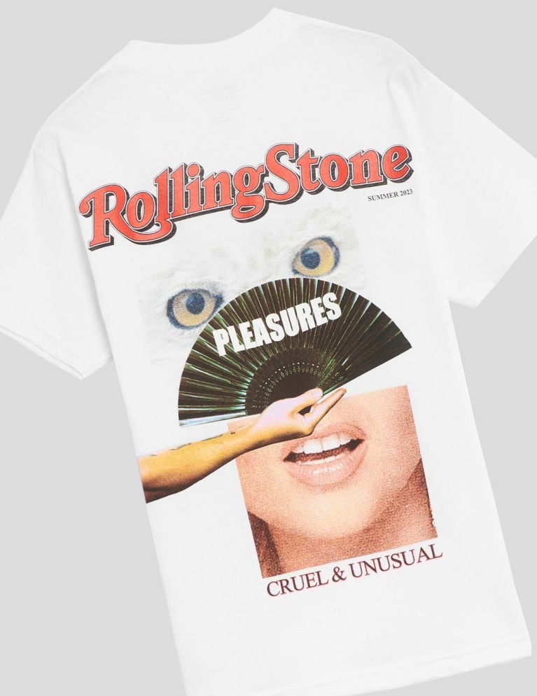 Camiseta PLEASURES rolling stone tee white