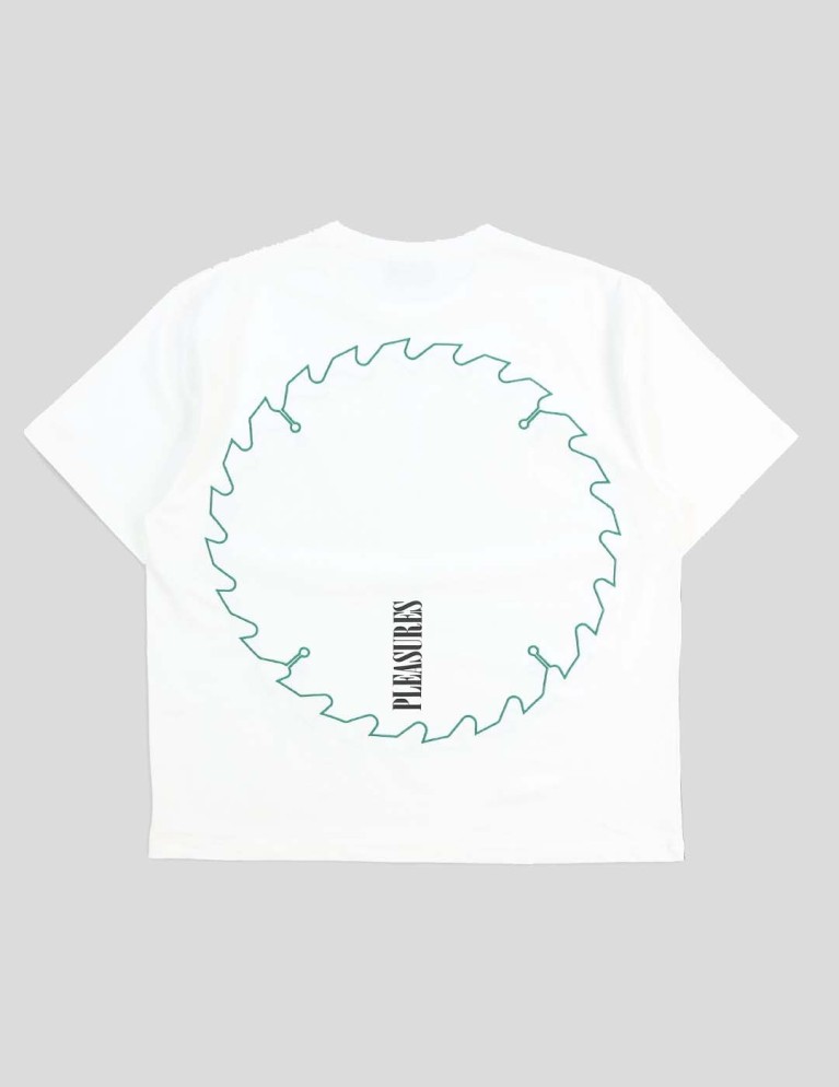 Camiseta PLEASURES saw heavyweight tee white