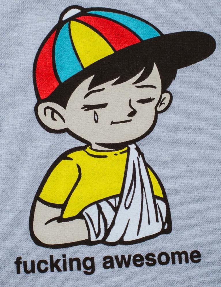 Sudadera FUCKING AWESOME  wanto kid hoodie  heather grey