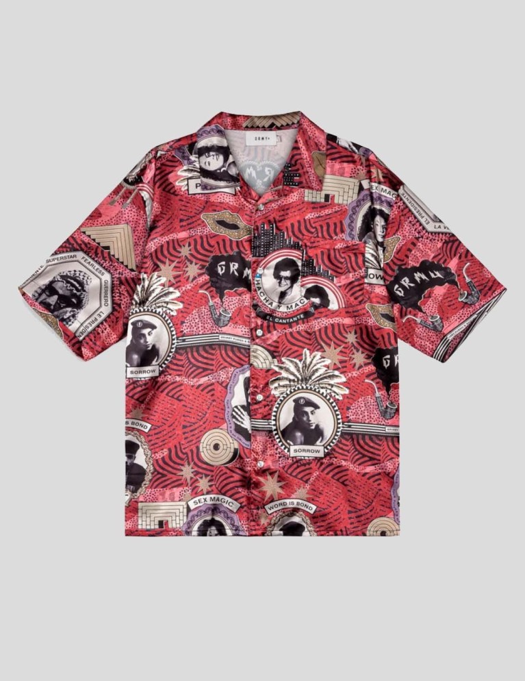 Camisa GRIMEY supastar satin button up shirt red