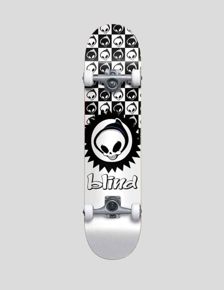 Skate completo BLIND checkered reaper yth fp soft wheels 7.375"  white